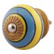 Turquoise And Yellow Striped Ceramic Dresser Knobs